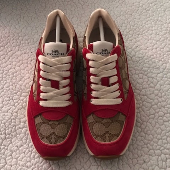 Coach Shoes - New Coach Sneakers C152 Tech Women Khaki/ Dark Pink Size 5 Youth Sz 3